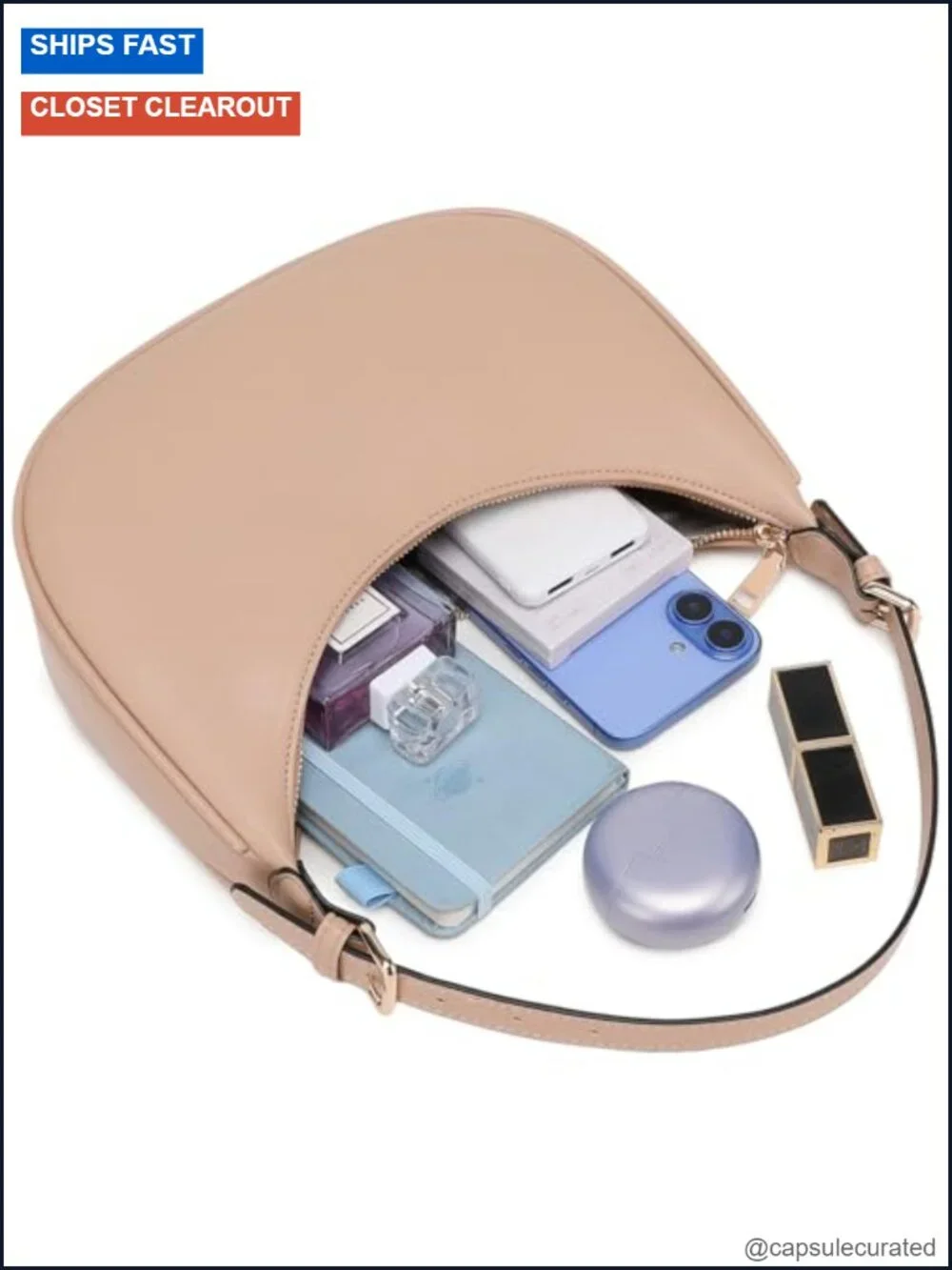 Faux Leather Crescent Hobo Bag for Women Crossbody Shoulder Purse Trendy